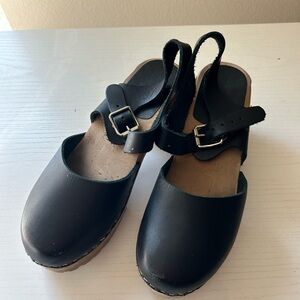 MIA Black Leather Mules